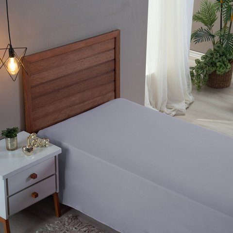 Forro Cama Solteiro 300 Fios Algodão sem Elástico Toque Macio:cinza