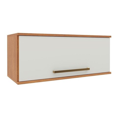 Armário Geladeira 1 Porta Basculante Evolution Plus Branco/Freijó/Off-White