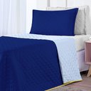 Ver imagem 5 de Cobre Leito Azul Marinho Cinza Solteiro 02 Peças Dupla Face