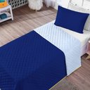 Ver imagem 2 de Cobre Leito Azul Marinho Cinza Solteiro 02 Peças Dupla Face