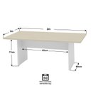 Ver imagem 2 de Mesa de Reunião para Escritório com Painel de TV 200x100cm Bege/Carvalho/Branco