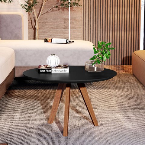 Mesa de Centro Dubai Compacta para Sala de Estar Elegante Preta