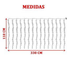 Cortina de Pisca Leds Luz Amarelo com Fio Folhas Jardim 220v - 2