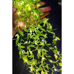 Cortina de Pisca Leds Luz Amarelo com Fio Folhas Jardim 220v - 4