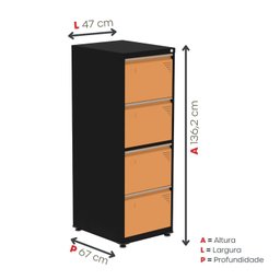 Gaveteiro Arquivo de Aço 4 Gavetas 136,2x47x67 Cm - 4