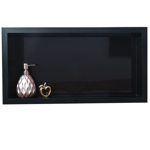 Nicho de Porcelanato Preto Nero para Banheiro 60x32cm