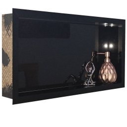 Nicho de Porcelanato Preto Nero para Banheiro 60x32cm - 13