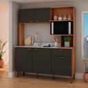 Ver imagem 1 de Cozinha Compacta 155 cm sem Tampo 1 Gaveta 5 Portas Cinza/Freijo/Grafite Belga
