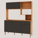 Ver imagem 2 de Cozinha Compacta 155 cm sem Tampo 1 Gaveta 5 Portas Cinza/Freijo/Grafite Belga