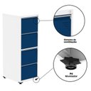 Ver mais imagens de Gaveteiro Arquivo de Aço 4 Gavetas 136,2x47x67 cm Cinza/Branco/Azul Delrei