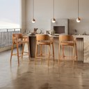 Ver imagem 3 de Kit 2 Banquetas Estofadas em Madeira Maciça Gaia