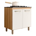 Ver imagem 1 de Balcão de Cozinha Fit 80 2 Portas Freijó/off White Cristal com Tampo Mdp para Cooktop - Nicioli