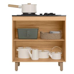 Balcão de Cozinha Fit 80 2 Portas Freijó/off White Cristal com Tampo Mdp para Cooktop - Nicioli - 3