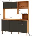 Ver imagem 3 de Cozinha Compacta 155 cm com Tampo 1 Gaveta 5 Portas Cinza/Freijo/Grafite Belga