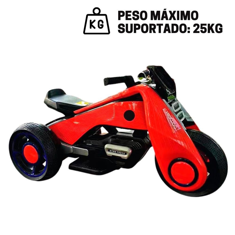 Mini Moto Elétrica Luzes e Som Infantil 6v Vermelho BW223VM Importway - 9