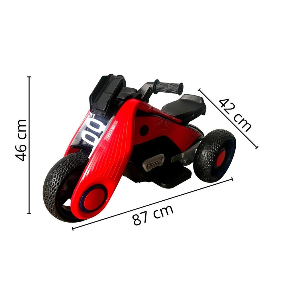 Mini Moto Elétrica Luzes e Som Infantil 6v Vermelho BW223VM Importway - 5
