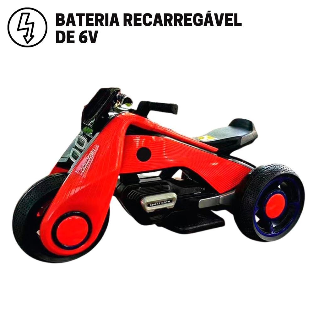 Mini Moto Elétrica Luzes e Som Infantil 6v Vermelho BW223VM Importway - 4