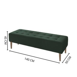 Puff Recamier Duque Veludo Verde com Pés em Madeira 1,40 M - 2