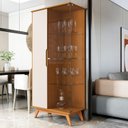Ver imagem 1 de Cristaleira Puxador Usinado e Vidro Temperado 100% MDF 180CMX80CM Linha 2025 Marrom