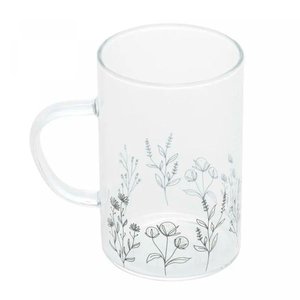 Jogo de 02 Canecas de Vidro Borossilicato 280 Ml Flor Wolff