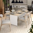 Ver imagem 2 de Mesa de Jantar 6 Lugares Cozinha 200x100cm MDP Bege/Carvalho/Branco