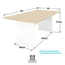 Ver imagem 5 de Mesa de Jantar 6 Lugares Cozinha 200x100cm MDP Bege/Carvalho/Branco
