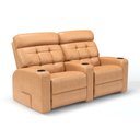 Ver imagem 1 de Sofá 2 Lugares Reclinável Manual em Corino Importado Cor Caramelo Linha Cinema