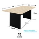 Ver imagem 5 de Mesa de Jantar 6 Lugares Cozinha 200x100cm MDP Bege/Carvalho/Preto