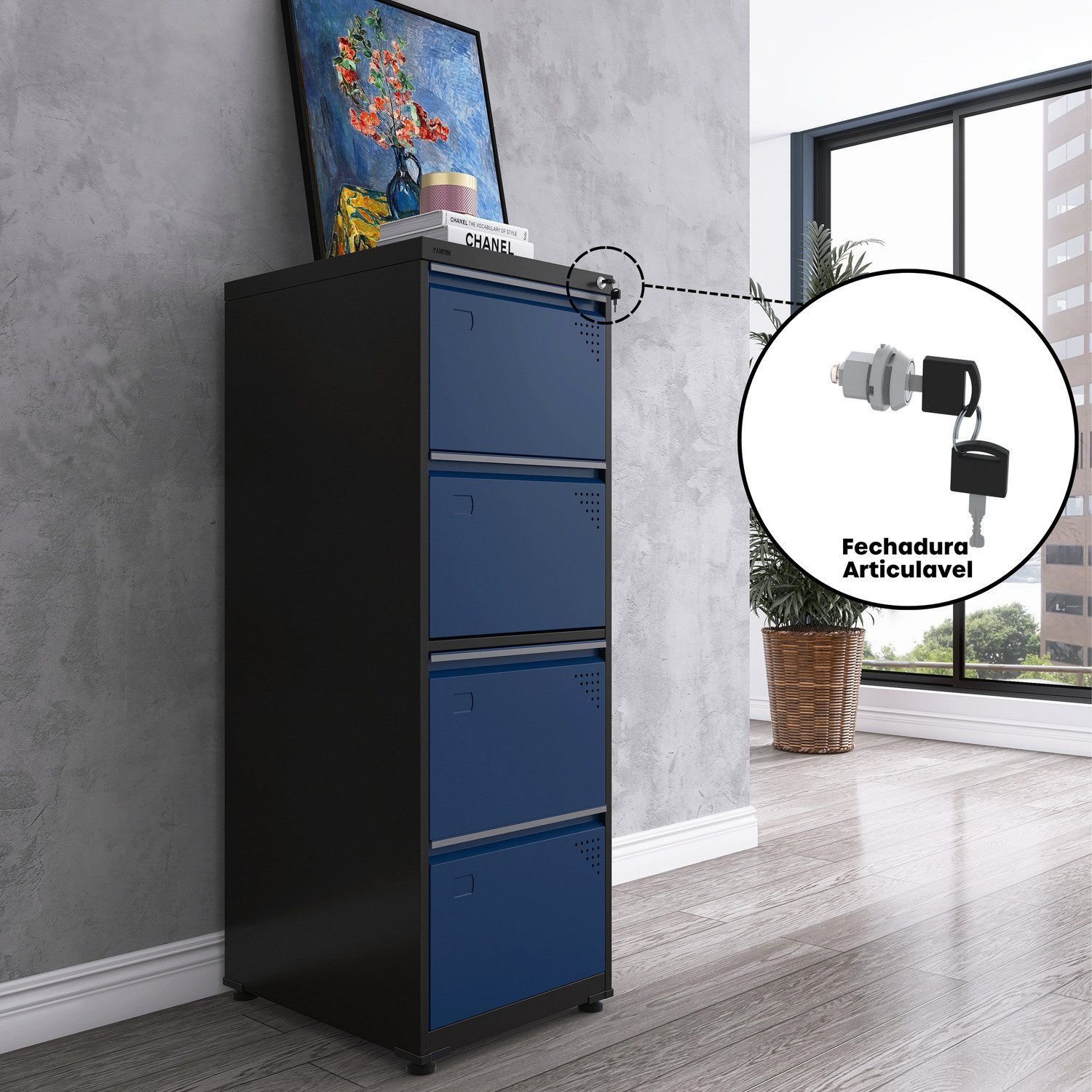 Gaveteiro Arquivo de Aço 4 Gavetas 136,2x47x67 Cm - 11