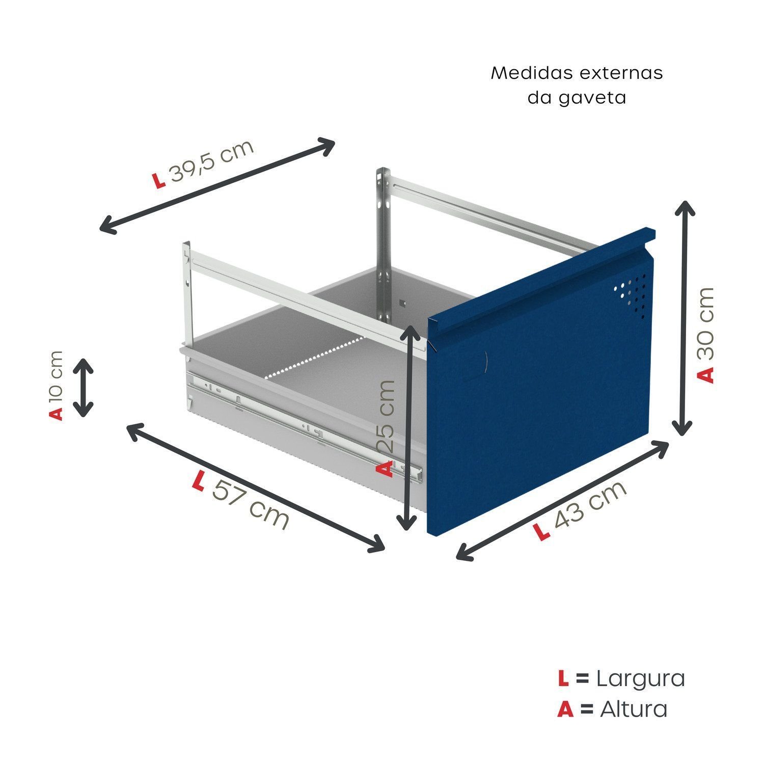 Gaveteiro Arquivo de Aço 4 Gavetas 136,2x47x67 Cm - 6