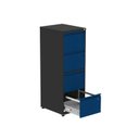 Ver imagem 2 de Gaveteiro Arquivo de Aço 4 Gavetas 136,2x47x67 cm Cinza/Preto/Azul Dali