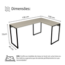 Ver imagem 4 de Mesa Escritório em L Escrivaninha Industrial de Canto 100% Mdf Cinza Premium e Aço
