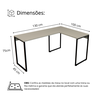 Mesa Escritório em L Escrivaninha Industrial de Canto 100% Mdf Cinza Premium e Aço - 4