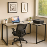 Mesa Escritório em L Escrivaninha Industrial de Canto 100% Mdf Cinza Premium e Aço - 1