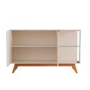 Ver imagem 5 de Buffet Aparador 2 Portas Puxador Usinado Vidro Temperado Pés em Madeira Maciça 100% MDF 136cm Linha 2025 Bege