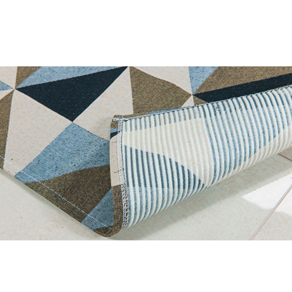 Tapete Sala 2.00m x 1.40m Jacquard Tecido Antiderrapante:Ladrilho Preto com Marrom - 2