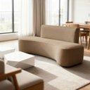 Ver imagem 1 de Sofá Feijão Orgânico Curvo 3 Lugar Suede Sala Contemporânea:capuccino