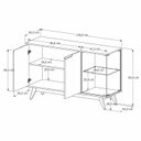 Ver imagem 5 de Buffet Aparador 2 Portas Vidro Temperado Puxador Usinado 100% MDF Pés em Madeira Maciça 136cm Linha 2025 Marrom