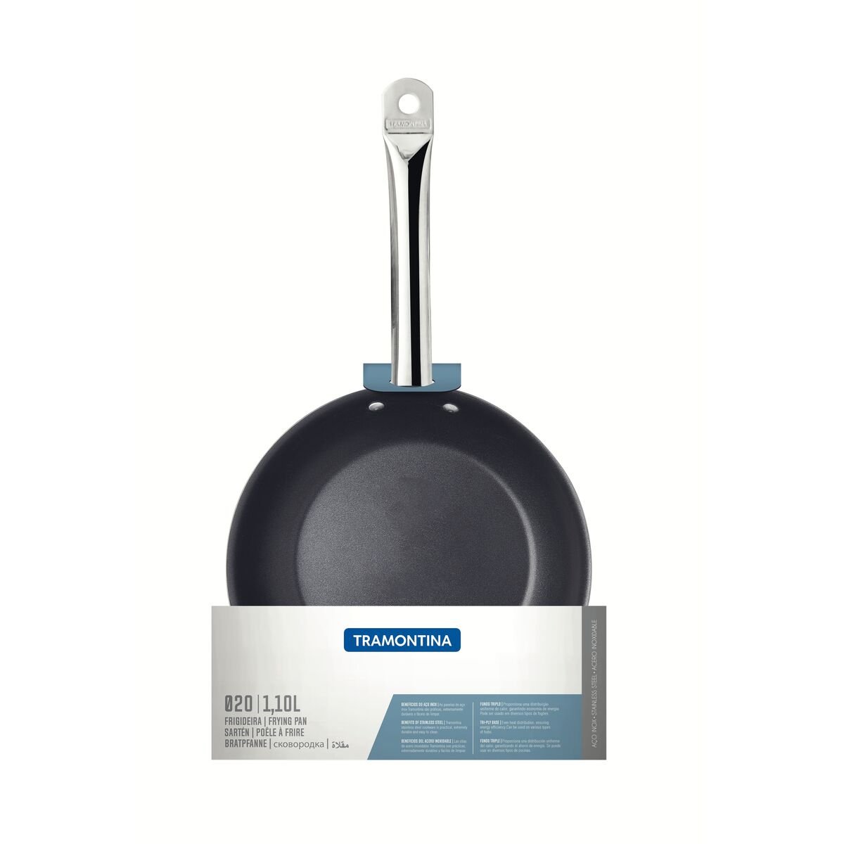 Frigideira Tramontina Professional Rasa em Aço Inox Antiaderente 20 Cm 1,1 L - 3