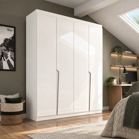 Guarda-Roupa Casal 4 Portas 4 Gavetas Porto Branco