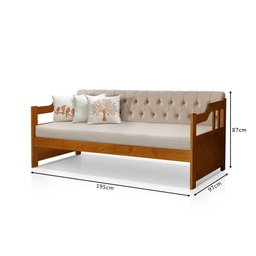 Sofá Cama Dublin Mona Estofado Capitonê Veludo Bege Madeira - Castanho - 5