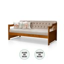 Ver imagem 2 de Sofá Cama Dublin Mona Estofado Capitonê Veludo Bege Madeira - Castanho