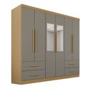 Ver imagem 3 de Guarda-roupa Casal Balder Premium 6 Portas 4 Gavetas com Espelho Jequitibá/granizo - Pnr Móveis