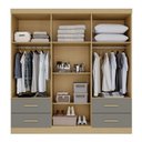Ver imagem 2 de Guarda-roupa Casal Balder Premium 6 Portas 4 Gavetas com Espelho Jequitibá/granizo - Pnr Móveis