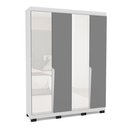 Ver imagem 2 de Guarda-Roupa Casal 4 Portas 4 Gavetas com Espelho Porto Cinza/Branco
