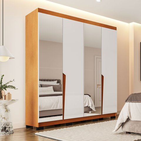 Guarda-roupa Casal 4 Portas 4 Gavetas com Espelho Porto