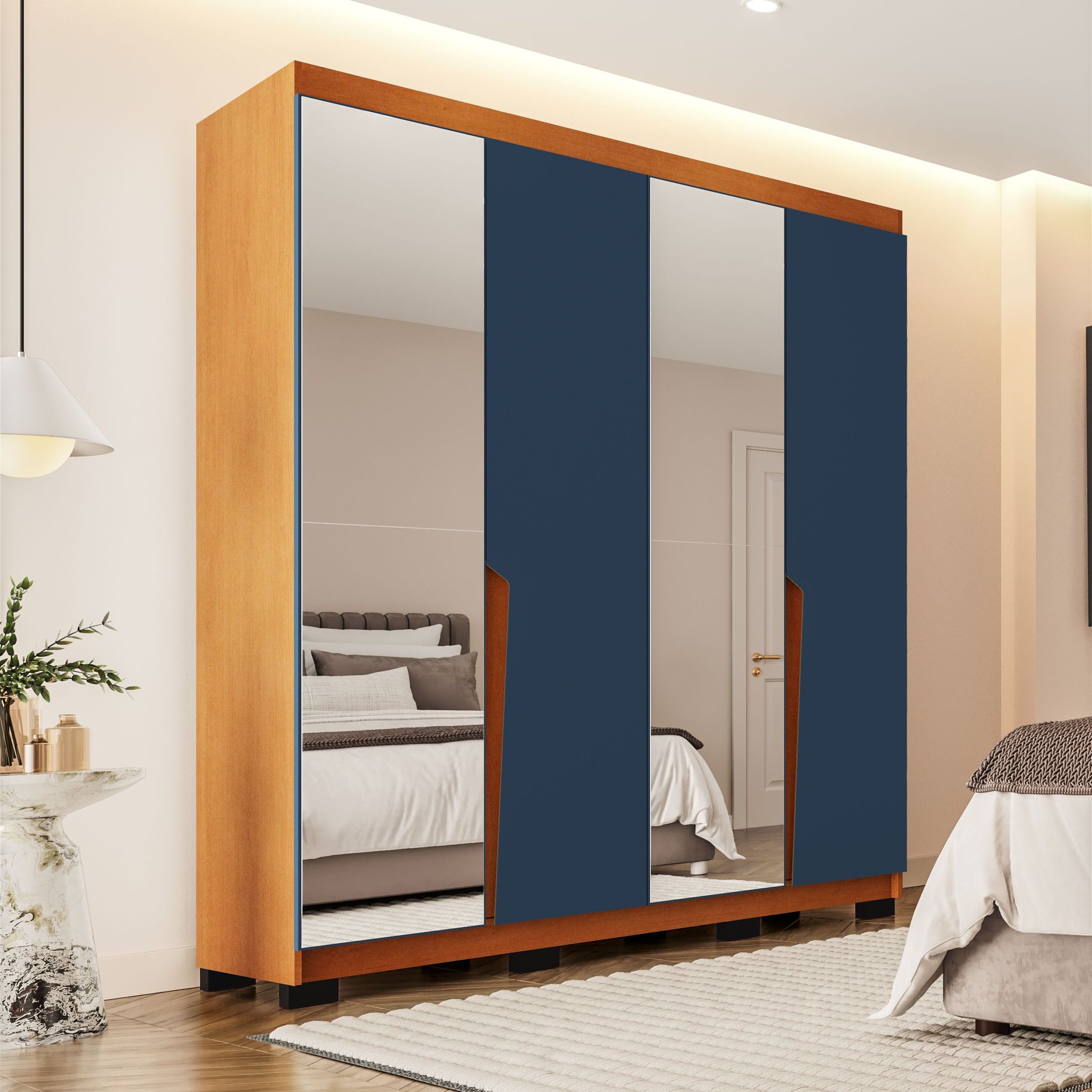 Guarda-roupa Casal 4 Portas 4 Gavetas com Espelho Porto