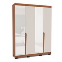 Ver imagem 2 de Guarda-Roupa Casal 4 Portas 4 Gavetas com Espelho Porto Bege/Freijó/Creme