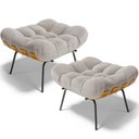 Ver imagem 1 de Kit 2 Puff's Decorativos Costela L02 Bouclê Creme - Lyam Decor