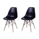 Ver imagem 4 de Conjunto de Mesa de Jantar Eames Eiffel Quadrada 90cm Tampo de Madeira Amêndoa com 2 Cadeiras Pretas